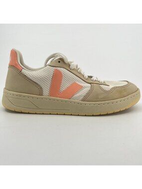 Veja V-10 Alveomesh Womens Size 8 White Beige Athletic Running Shoes Sneakers